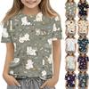 Children's Printed Round Neck Short Sleeved Casual T-shirt