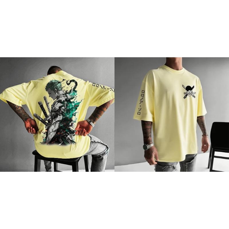 Li Wardrobe Zoro Heren T-shirt met Korte Mouwen Nieuw Zomer Katoen Streetwear Casual Top Grafisch T-shirt Oversized Y2k Kleding Unisex S