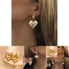 Trendy Heart-shaped Stud Earrings Gold Plated Zinc Alloy 2023 Winter Fashion