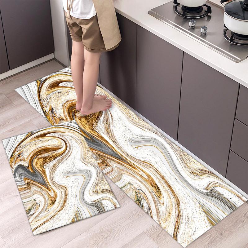 1Pcs Anti Fatigue Kitchen Rugs, OneHouse Marble Print Waterproof Non-Slip Thick Cushioned Kitchen Mat Heavy Duty Comfort Standing Mat for Kitchen