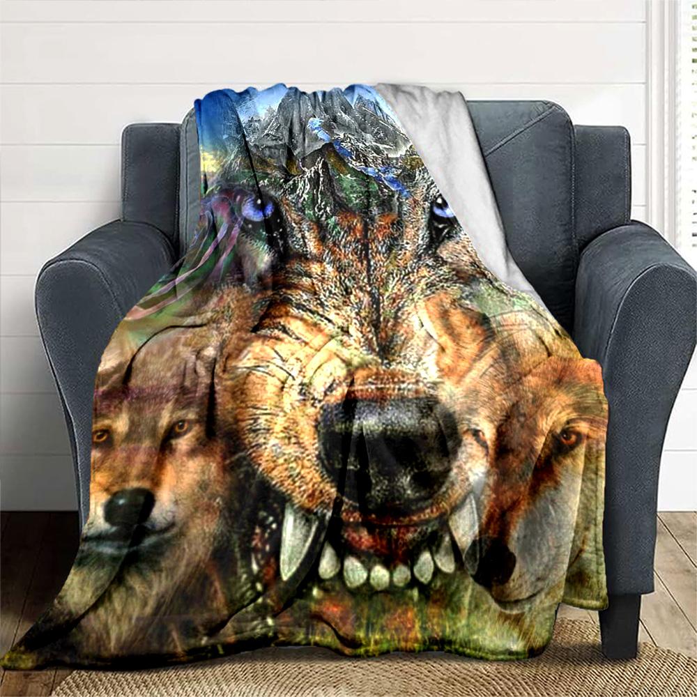 Wolfsmuster Flanelldecke Hohe Qualität Warm Bequem Decke für Alle Jahreszeiten Perfekt für Geschenke Heimdekoration