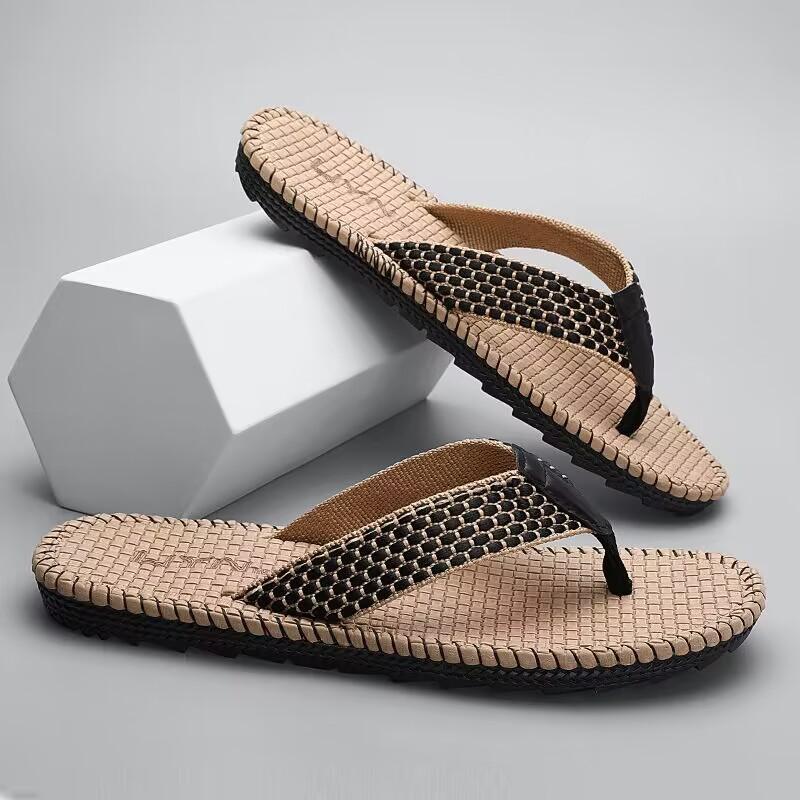 Ciabatte da uomo estive leggere in gomma intrecciata moda casual sandali da esterno traspiranti antiscivolo scarpe da spiaggia