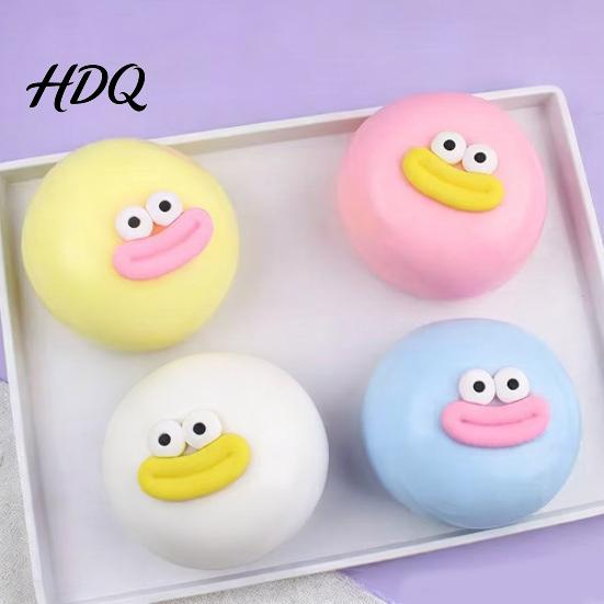 Anti-stress Toy Cartoon Sausage Mouth Stress Ball Big Eyes Steamed Bun Fidget Squeeze Soft Stretchy Decompression Dumpling Desk Portable Reliever
