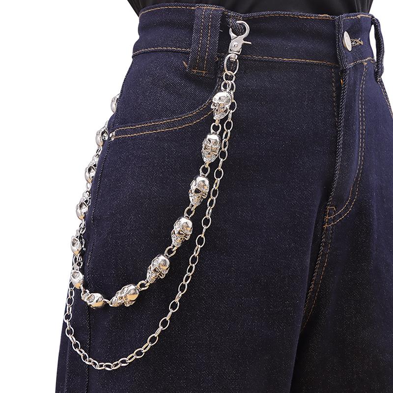 Fashion Punk Metal Pants Chain Trendy Hip Hop Waist Chains For Men Women Personalized Skeleton Pendant Jeans Chain Gifts
