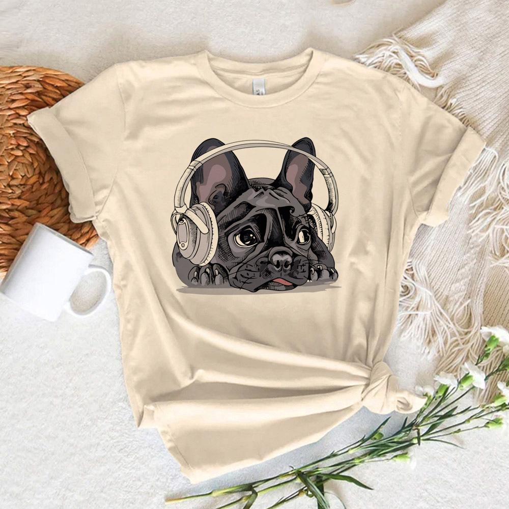 French Bulldog Tshirt Female Y2k Grunge Unisex Vintage Psychedelic Tshirt Comfortable Y2k Retro Pastel University Aesthetic