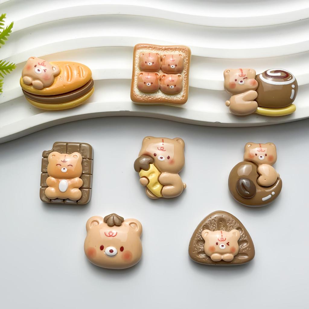Handmade Cartoon Bear Resin Accessories for DIY Hair Clips and Ornaments