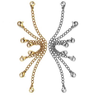 NEW Hot Stainless Steel Extender Chain Necklace Bracelet Lobster Lock 3" or 6" Durable Gold Silver Black DIY Jewelry Accessories