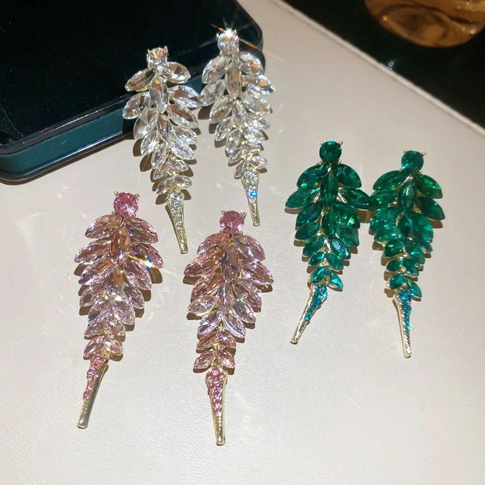 Full Drill Tassel Earrings Round Rice Bead Dangle Earrings Light Luxury Stud Earrings  Bride