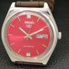 VINTAGE SEIKO 5 AUTOMATIC 6309A JAPAN MENS RED COLOR DIAL WATCH A500826-5 R154-a500826