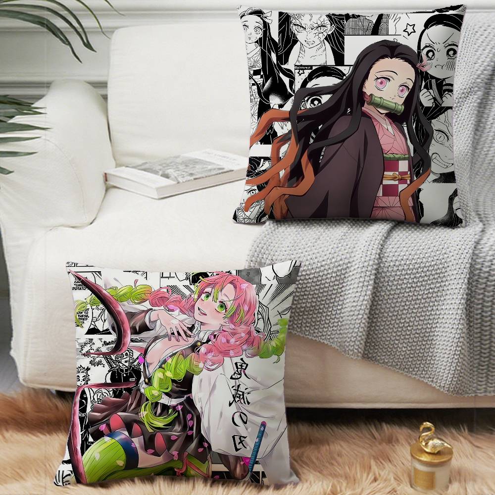 D-Demon S-Slayer Pillow Case Plush Fabric Soft Pillowcase Double Sided Print Cushion Cover Household Gifts