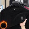Ao Li Rong Men's Plus Velvet Thickened Warm Sweatshirt - Round Neck, Long Sleeve, for Autumn/Winter