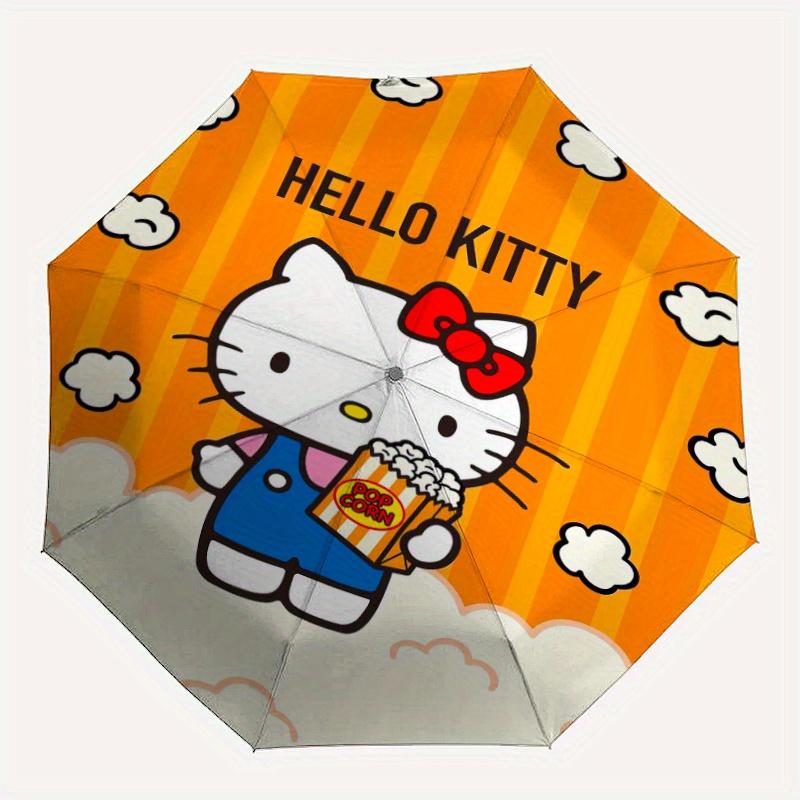 Popcorn Hello Kitty Durable Cartoon Folding Umbrella, Portable 3-Fold Compact Umbrella for Men and Women, Suitable for Travel or Daily Use.Y082