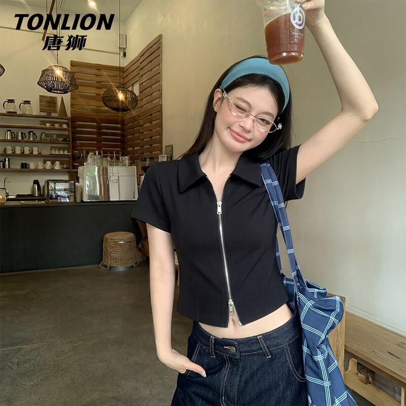 TonLion Women's Double Zipper Polo Shirt