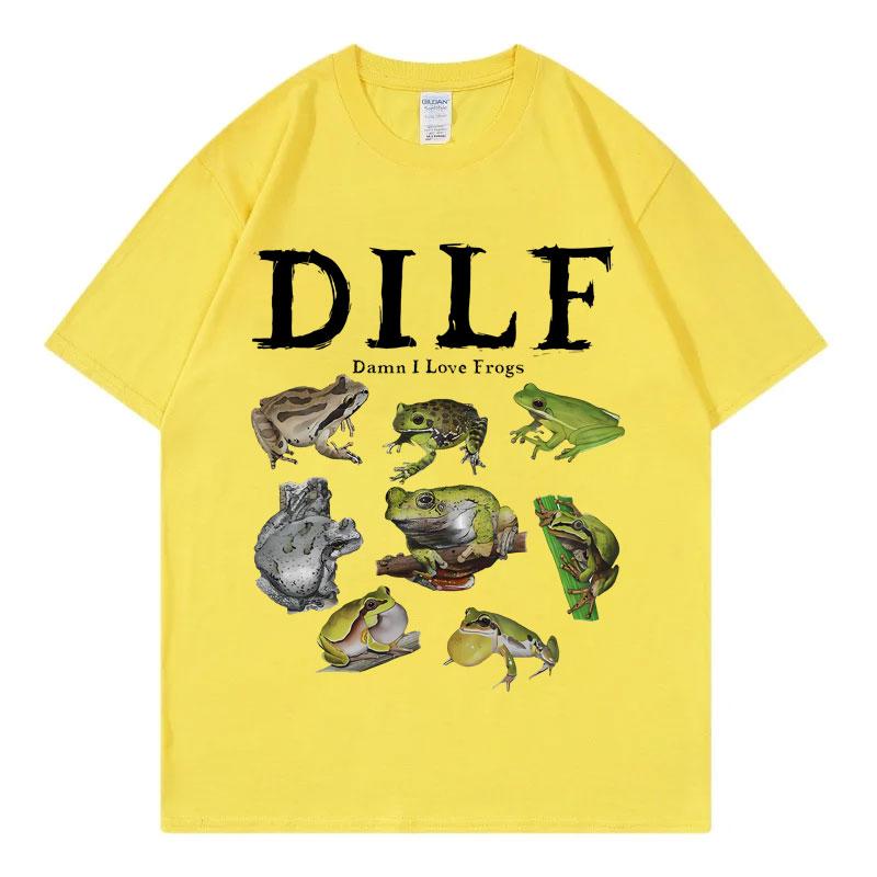Dilf Damn I Love Frogs Graphic T Shirts Men's Women's Fashion Short Sleeve T-shirt Vintage Summer Street Clothing T-shirts Tops
