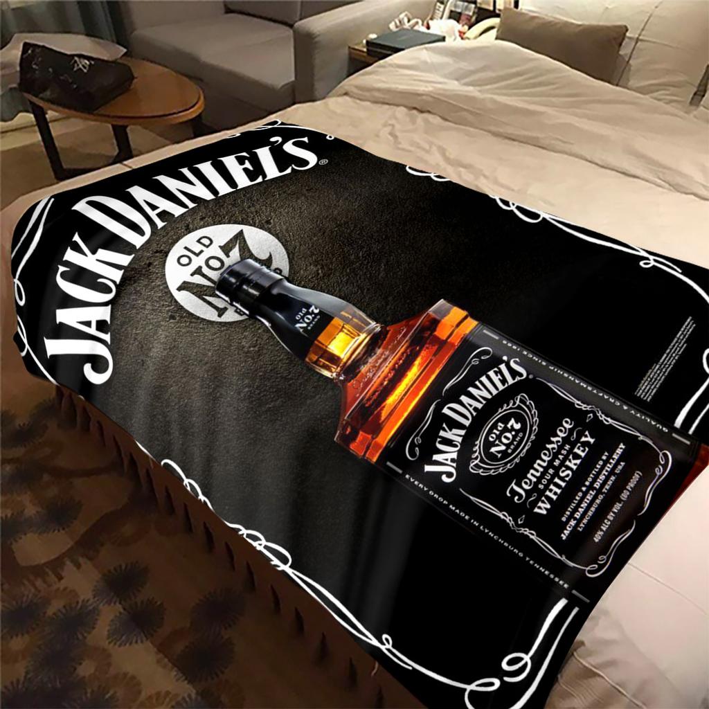 Jack Daniel's Koc Pluszowy Miękki Wygodny na Wszystkie Pory Roku Koc na Sofę Biuro Drzemki Koc Podróżny Zewnętrzny Idealny Prezent