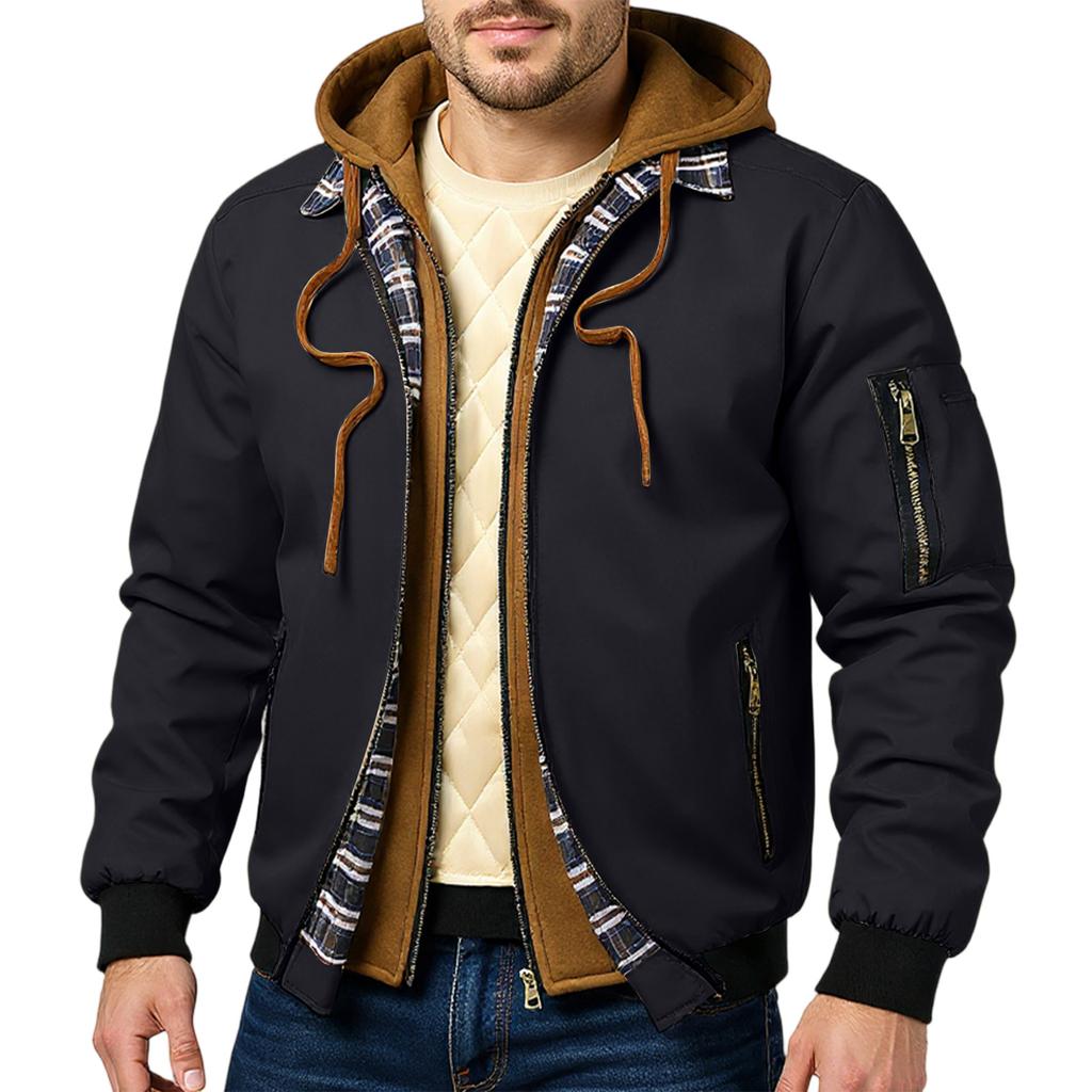 Men'S Zipper Jacket, Casual Retro Long Sleeved Cardigan Jacket