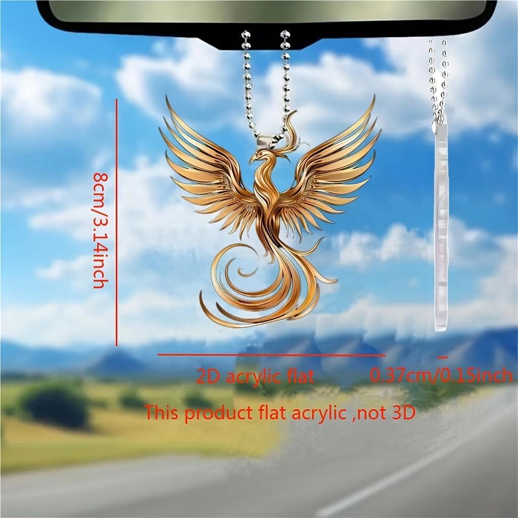 Artistic Golden Acrylic Phoenix Car Decoration Vintage Keychain Pendant Accessory For Cars