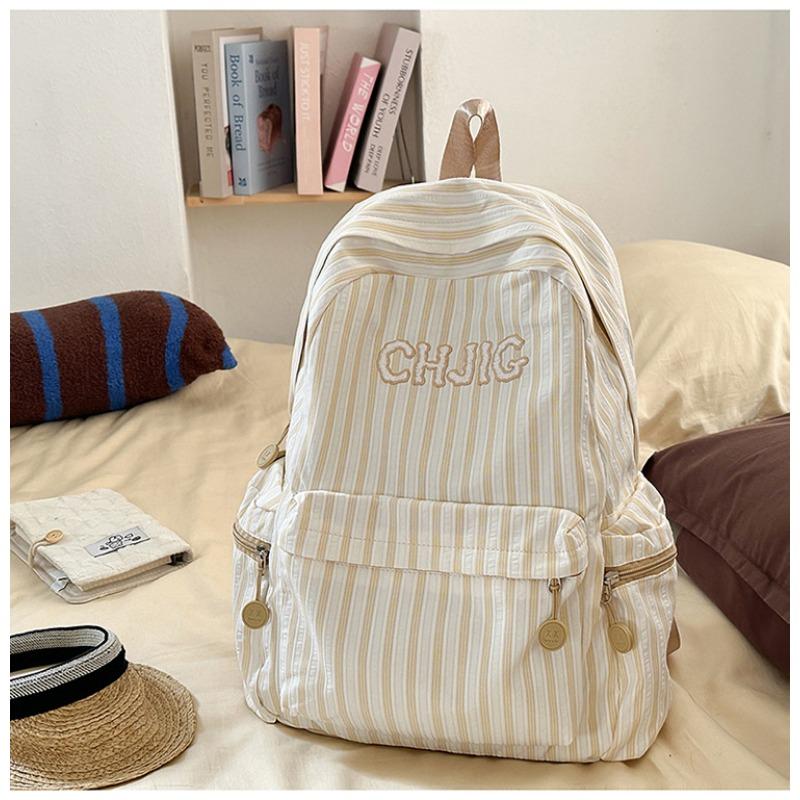 School Bag High Value New Fresh and Sweet Striped Backpack Junior High School Students Lightweight Large Capacity Backpack
