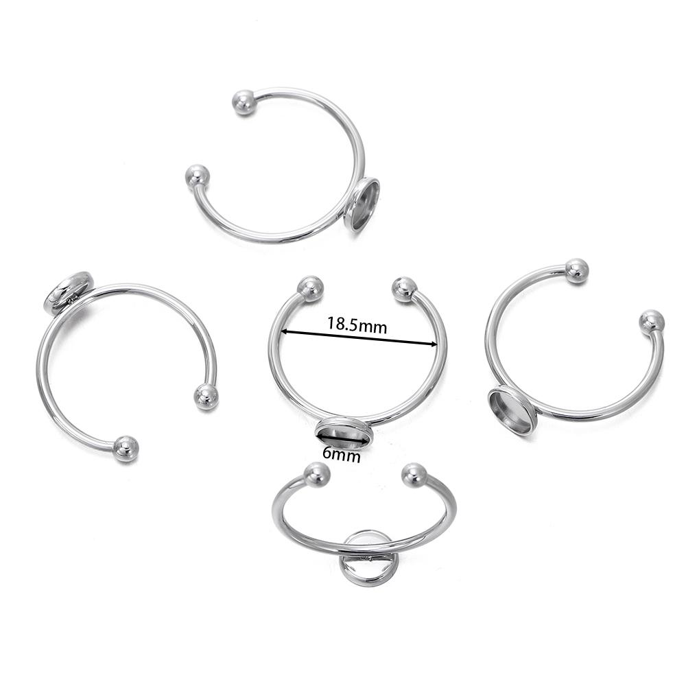 5pcs Gold Color Stainless Steel Open Ring Cabochon Cameo Blank Tray Base Settings for DIY Rings Jewelry Making Findings Supplies