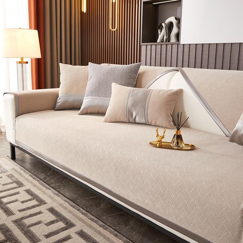 Tapete de sofá de chenille com padrão de cor sólida, quatro estações, universal, sala de estar, encosto, toalha, leve, luxo, capa de sofá antiderrapante