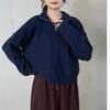 Foreign Trade New Double Zipper Reverse Set Design Sense Loose Simple Knitted Cardigan Solid Color Casual Sweater Jacket Women