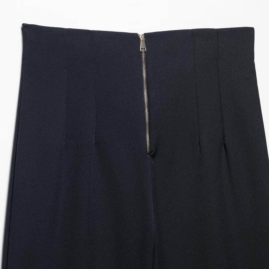 2025 Spring Women's European and American Style High Waist Zipper Decor Pants