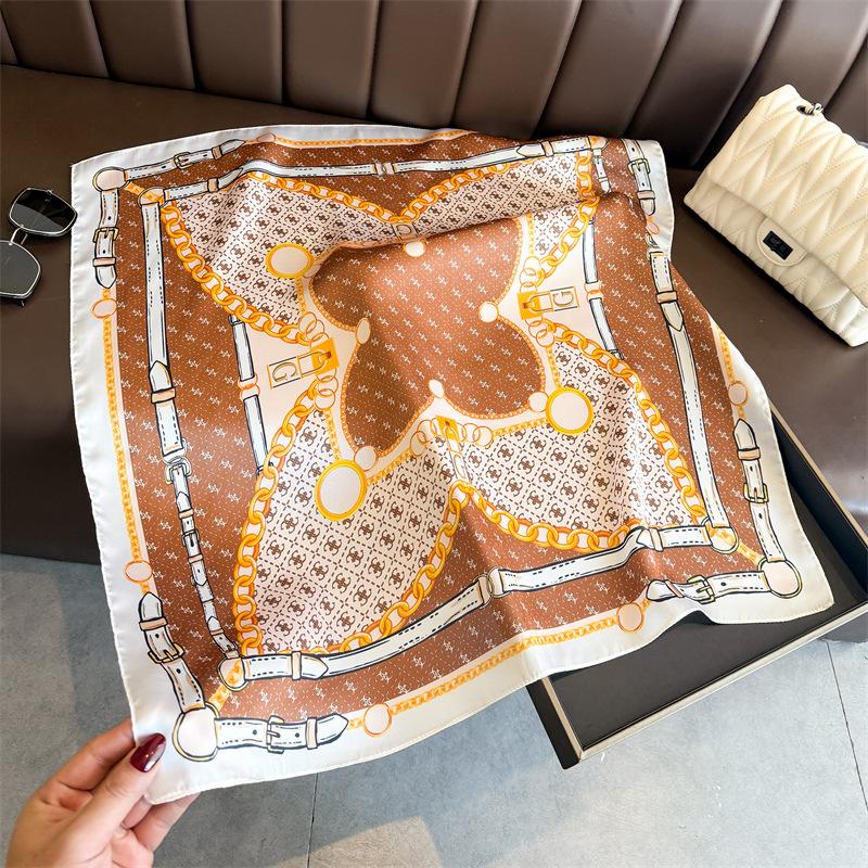 French Equestrian Simulation Silk Printed Silk Scarf Square Scarf Premium Shawl Sunscreen Neck Professional Scarf Headscarf Scarf