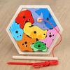 3D Stereo Fishing Puzzle – Educational Wooden Toy for Kids 4-6, Cognitive Animals & Transportation Shape Matching