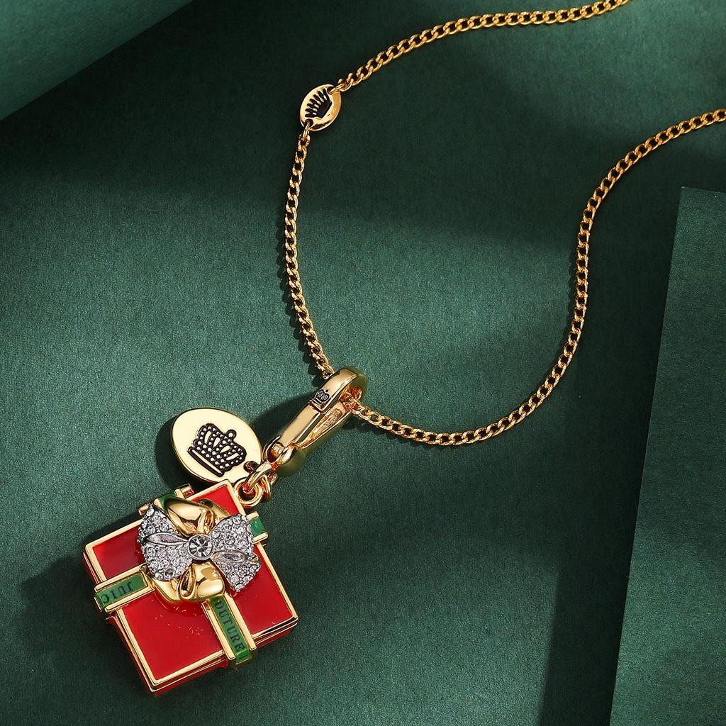 Moda Transgraniczna Czerwona Kokardka Emaliowany Wisiorek w Pudełku Naszyjnik dla Kobiet