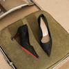 1002 [sheepskin] high heels women's thin heels summer 2025 new pointed head national style embroidery shallow mouth temperament single shoes