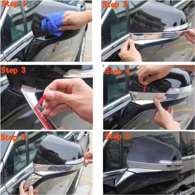 For Cadillac XT5 2016-2024 4Pcs ABS Chrome Car Sticke Rearview Side Mirror Strip Trim Strip Cover Door Rear View Exterior ABS