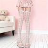 Women's Mesh Lace Long Stockings with Romantics Heart Detail And Ruffle Trim Bows Accent For Daily Wear Party Outfits