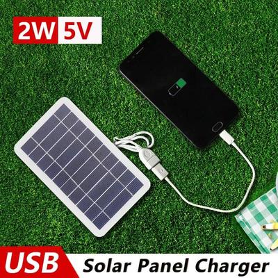 Pannello solare da 2 W con caricabatterie USB per telefono esterno impermeabile per escursionismo e campeggio, alimentatore portatile solare da 5 V