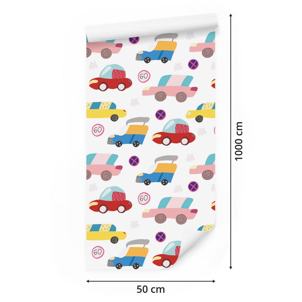 Wallpaper Colorful cars in Scandinavian style 50x1000
