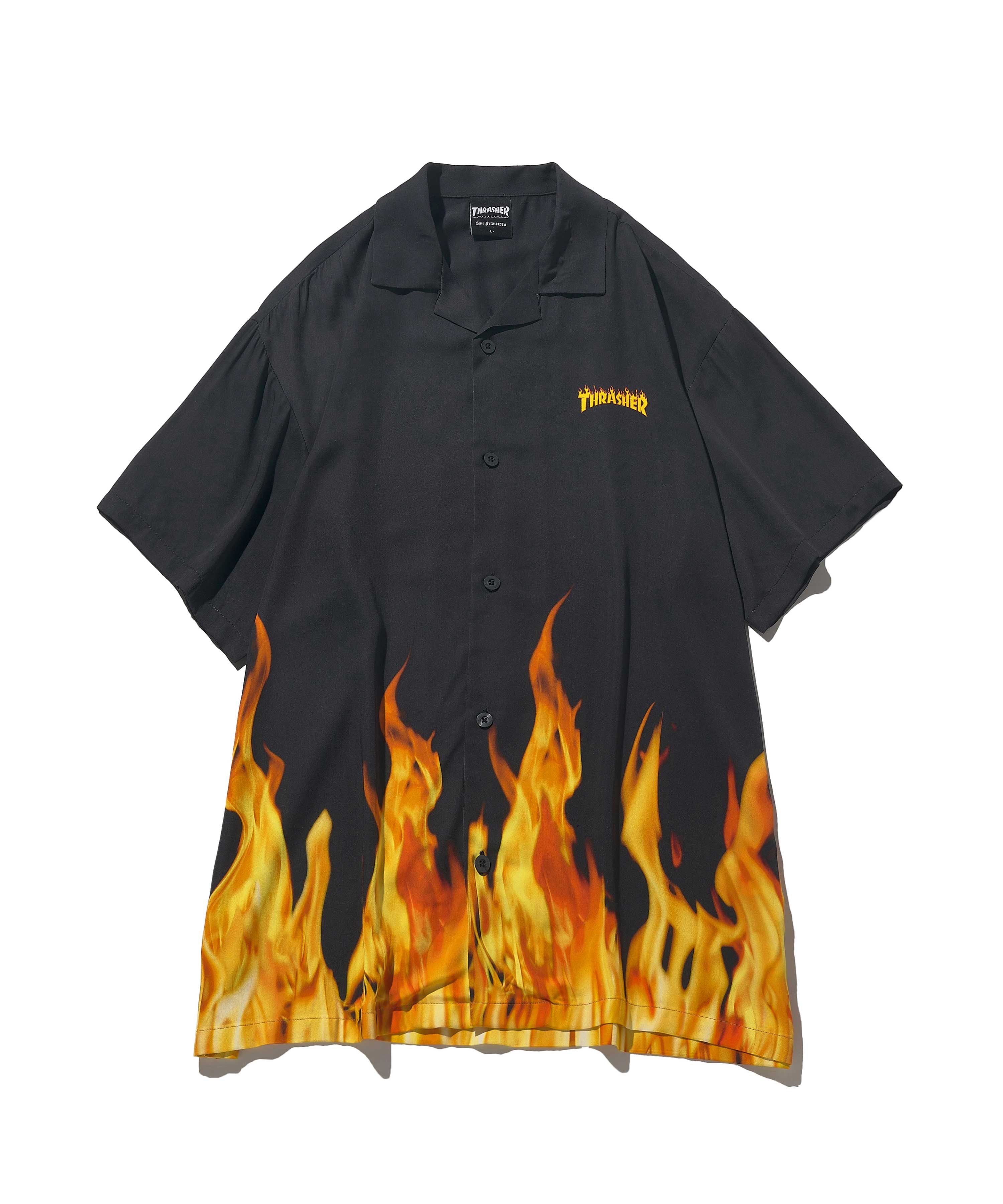 Treasure All-Over Flame Half Shirt Black M