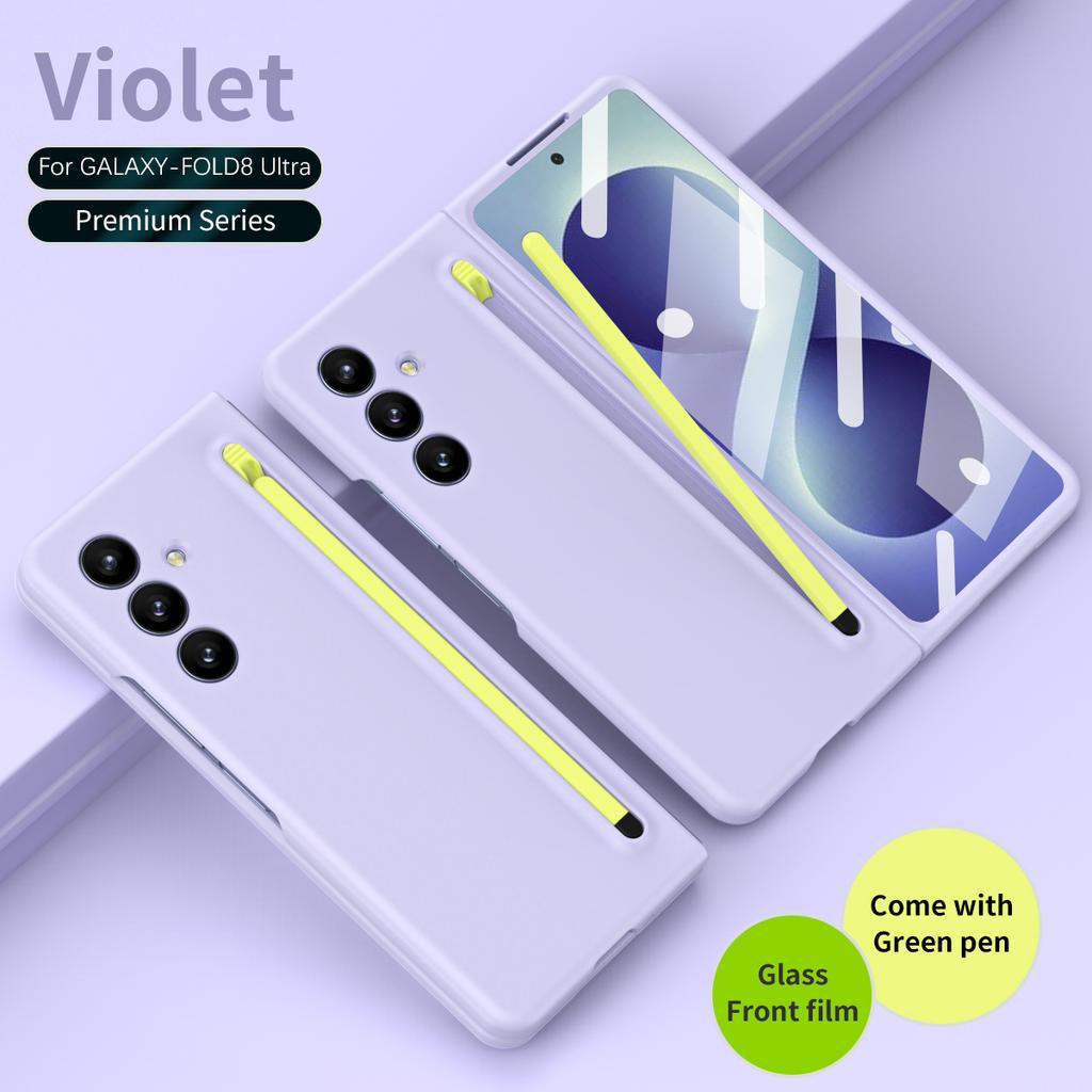 Fashion Frosted Hard PC Phone Case for Samsung Galaxy Z Fold 8 Ultra 7 6 5 4 3 5G with Glass Screen Film Pen Slot