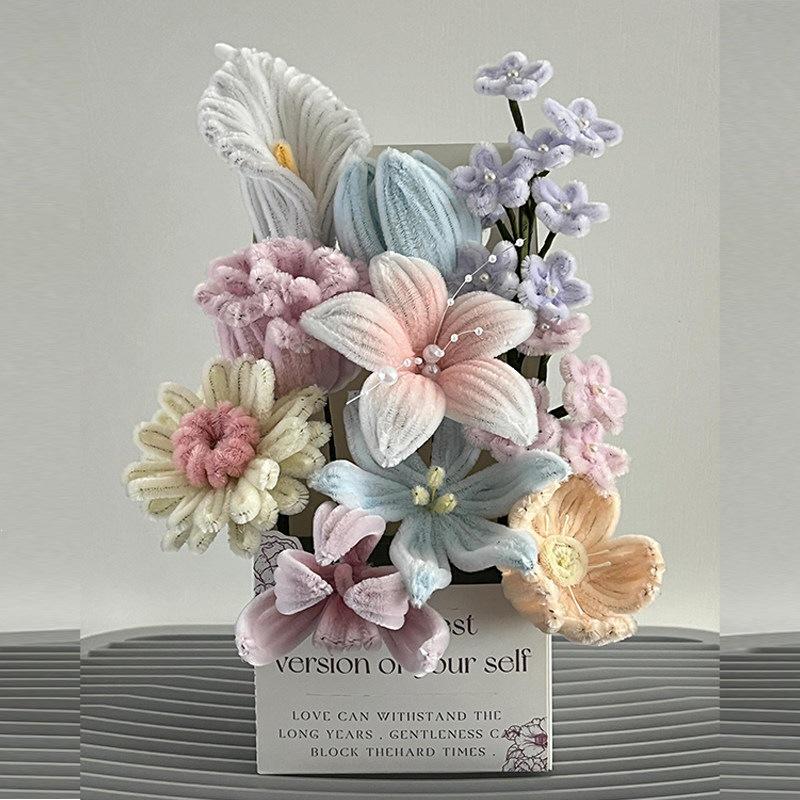 Kit DIY Buchet de Flori cu Legătură Răsucită - Cadou de Crăciun Perfect pentru Prieteni