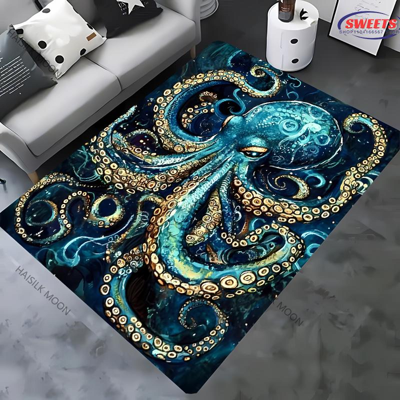 Octopus Theme Printed Rug for Living Room Large Area Decorate Carpet Non-slip Sofa Mat Modern Home Fashion Floor Mats