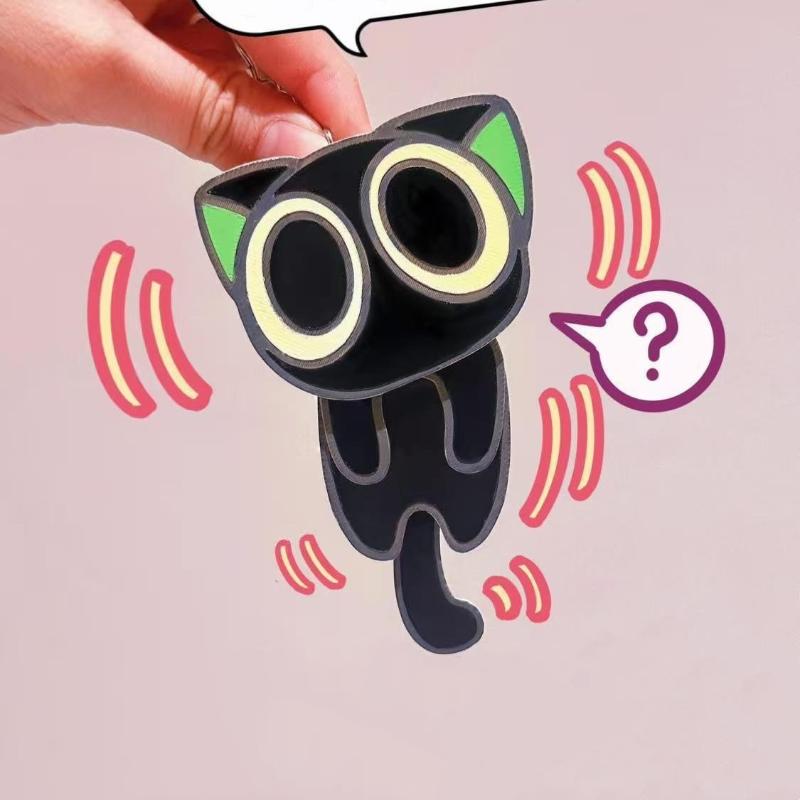 1/3Pcs Fun Cartoon Anime Peripherals Luo Xiaohei Brooch Cute Black Cat Rocking Acrylic Badge For Backpack Decor Accessories