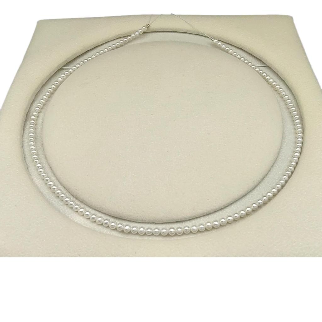Freshwater Millet Pearl Semi-Finished Necklace 3-3.5mm White Near-Round Lustrous Beads for DIY Jewelry