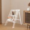 3-Step Folding Herringbone Design Ladder Stool with Storage Shelf, Clear Color, Non-Slip Pedals & High Weight Capacity 220 lbs