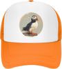 Puffin Bird Graphic Print Polyester Trucker Hat Adjustable Summer Casual Baseball Cap for Unisex