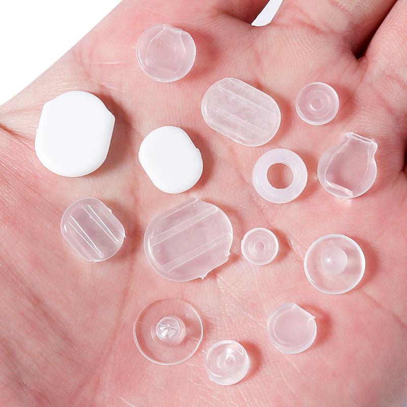 10pcs/Lot Transparent Soft Silicone Anti-Pain Pad Ear Clip Anti-Pain Pad For Earrings Accessories DIY Jewelry Findings Wholesale