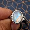 Blue Fire Rainbow Moonstone 925 Sterling Silver Ring, Artisan Handmade Blue Gemstone Ring Jewelry