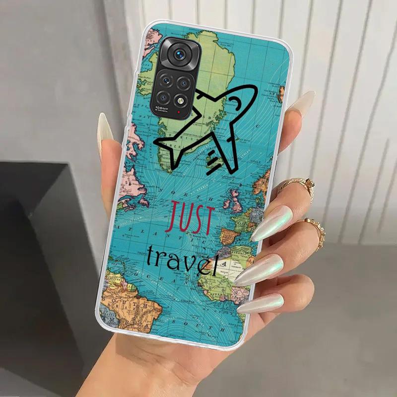 World Map Travel Plans Phone Case for Xiaomi Redmi Note 14 13 12S 12 11S 11 Pro Plus 11T 11E 10S 9 9S Soft Funda Print Shell Not