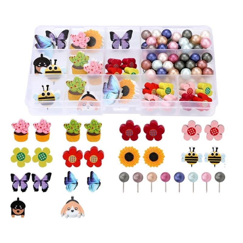 Butterfly Tacks Flower Push Pins Practical Map Push Pins Dog Poster Pins Decorative Push Pins School Office Supplies