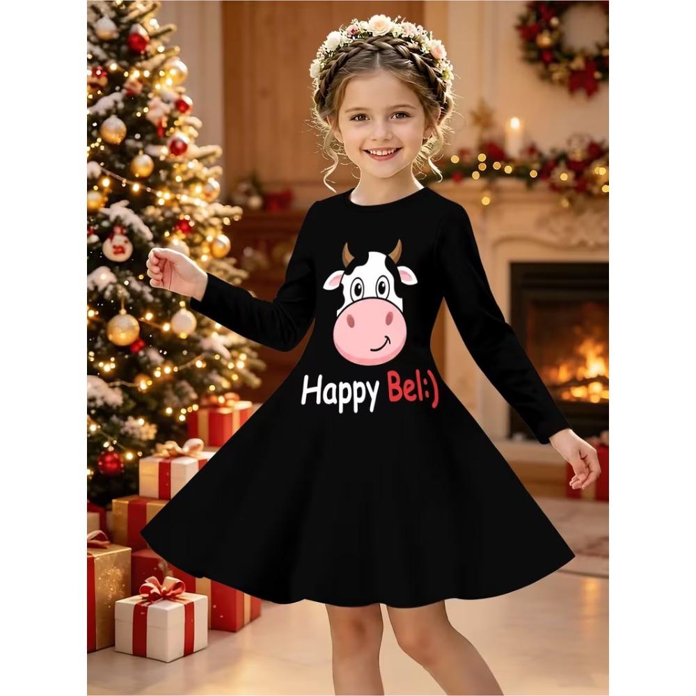 Girls' 3D Cute Animal Dress Long Sleeve Summer Spring Vacation Daily Holiday Princess Beautiful Sweet Kids 4-12 Years Casual Dress A Line Dress