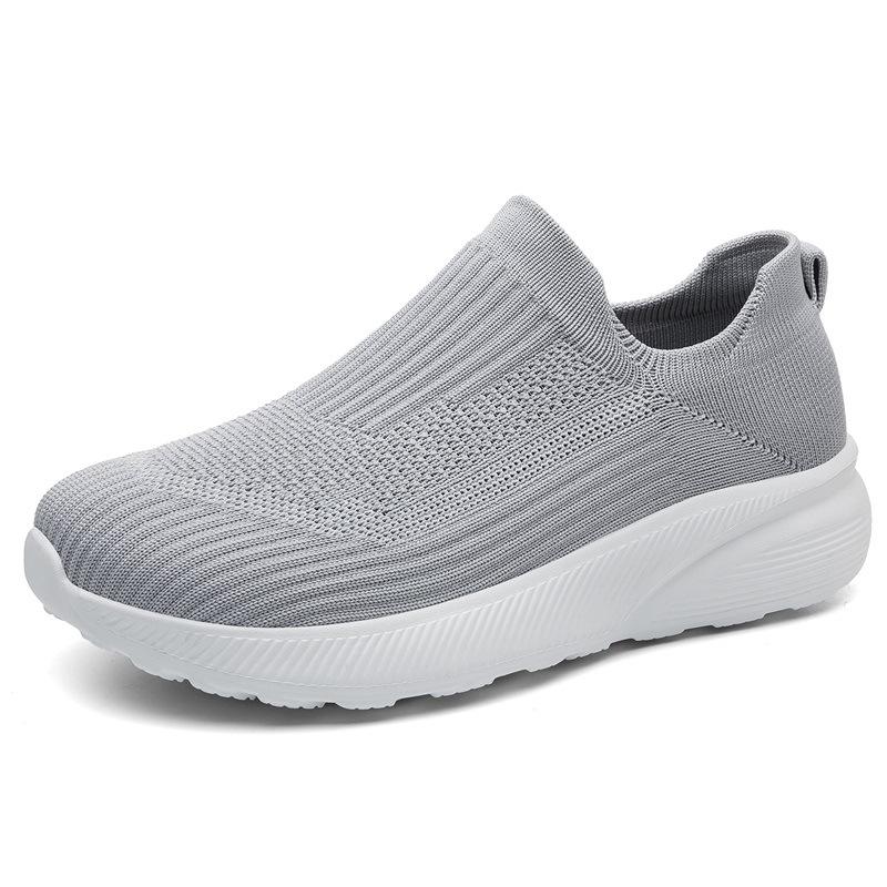 

Spring new wide sole breathable cloth shoes large size sports and leisure shoes flying woven shoes lazy shoes 46 сірий колір