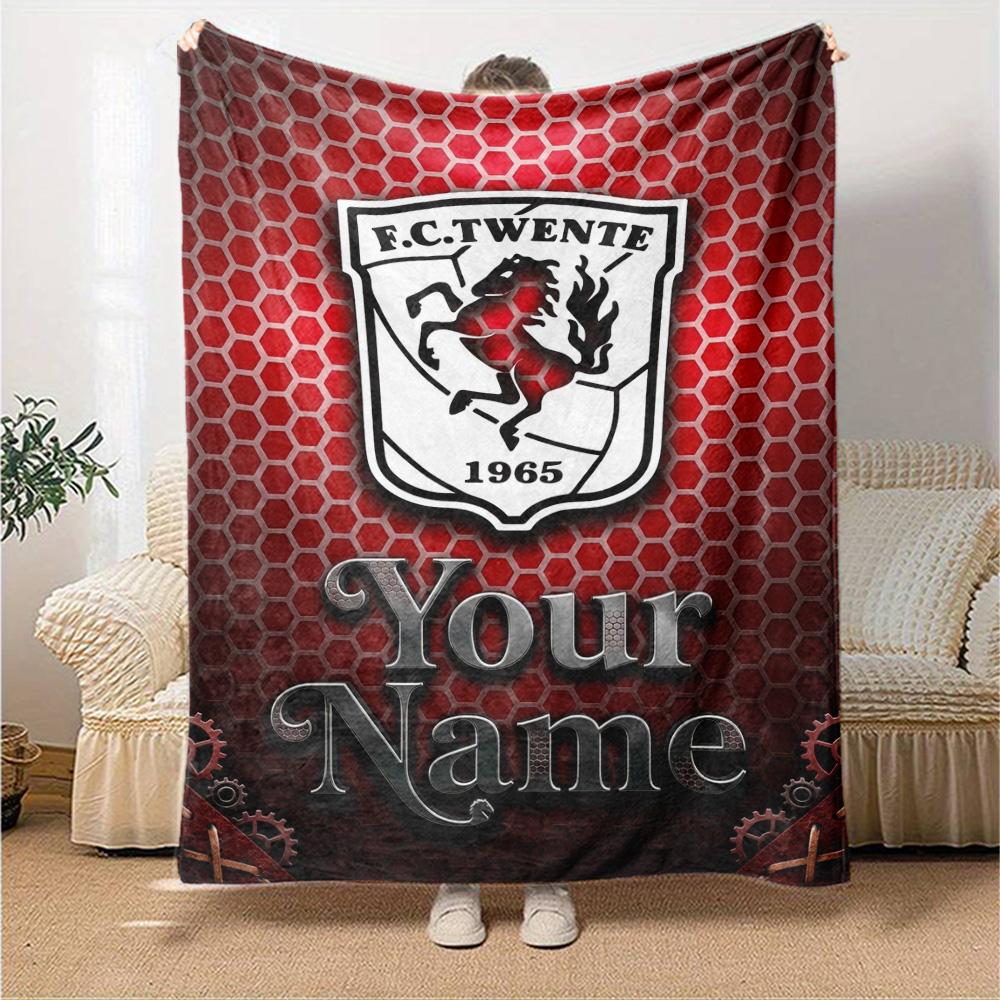 Name Custom FC Twente Print Flannel Blanket High Quality Warm Comfortable Cover for All Seasons Perfect for Gifts Home Decor