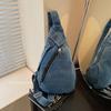 Retro Denim Women's Breast Bag Simple Large Capacity Casual Shoulder Bag Wind Portable Messenger Bag